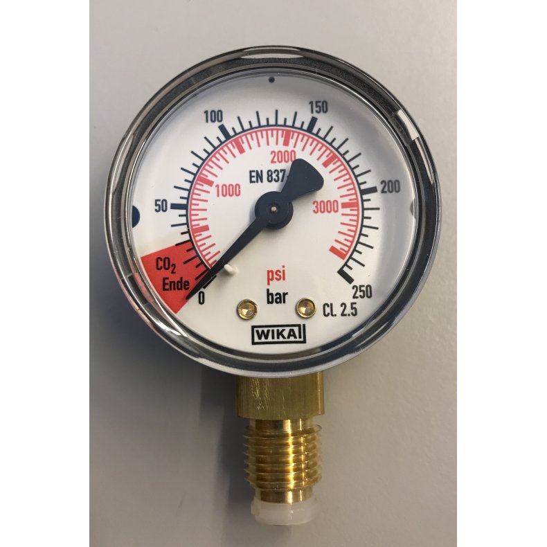 Oxy Turbo - CO2 reserve trykmler manometer 1/4" NPT 0-250 bar