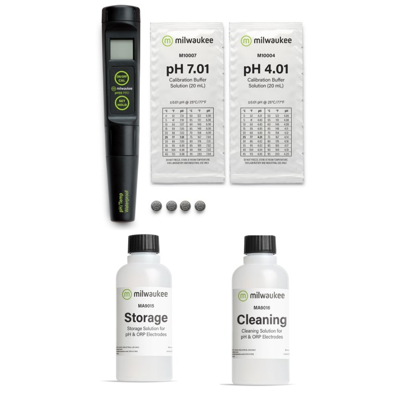 Komplet pH M�ler pakke - Milwaukee PH Meter PH55, inklusiv rense- og opbevaringsv�ske