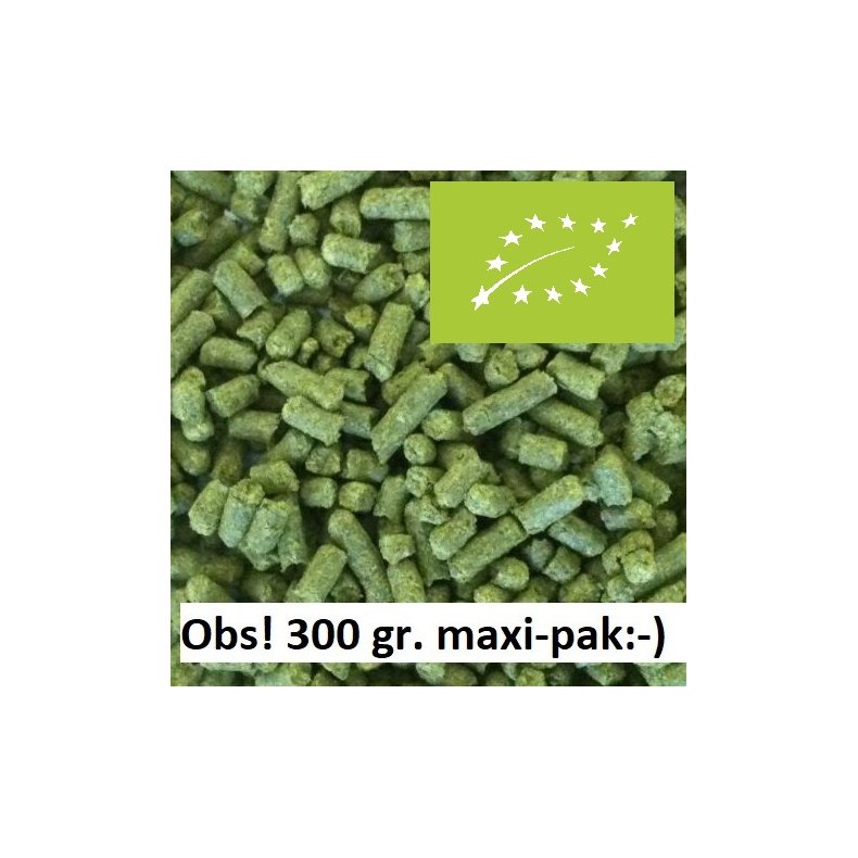 Cascade ES kologisk, 2024 pellets, alpha 6,8%, 300 g.