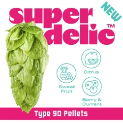 Superdelic, 2025 pellets NZ, alpha 10,6%, 100 g.