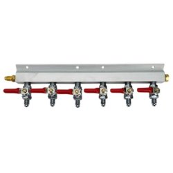 CO2 gas line manifold 6 vejs (1/4" Gevind)
