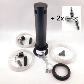 Kegerator - Trn med 2 Haner med flow control, Mat Sort (Black Phantom)