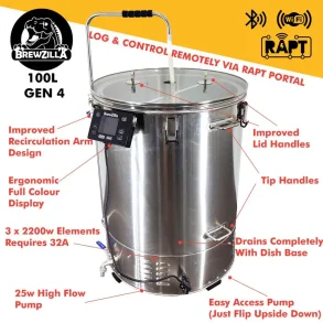 Gen 4 Brewzilla 100L with Pump - 6.6kw - 400V - Preorder - 1 uges leveringstid