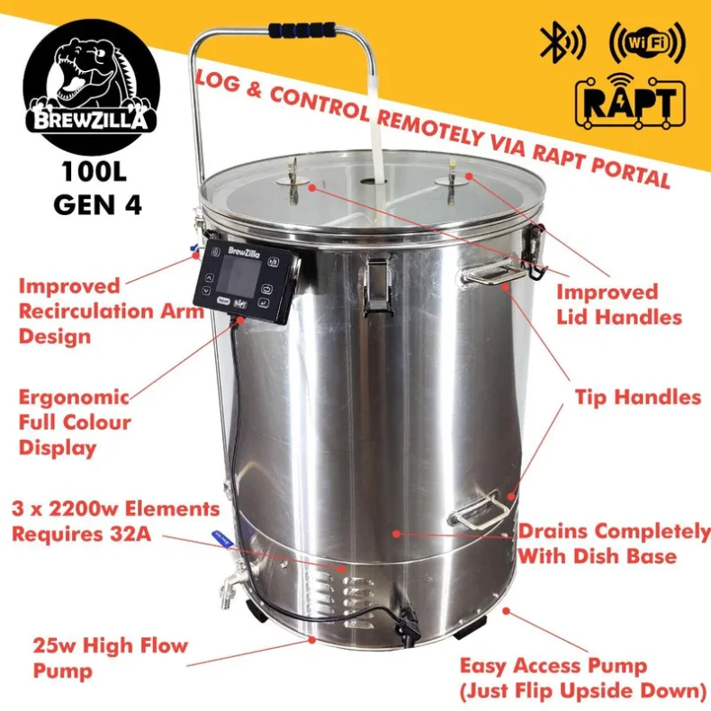 Gen 4 Brewzilla 100L with Pump - 6.6kw - 400V - Preorder - 1 uges leveringstid
