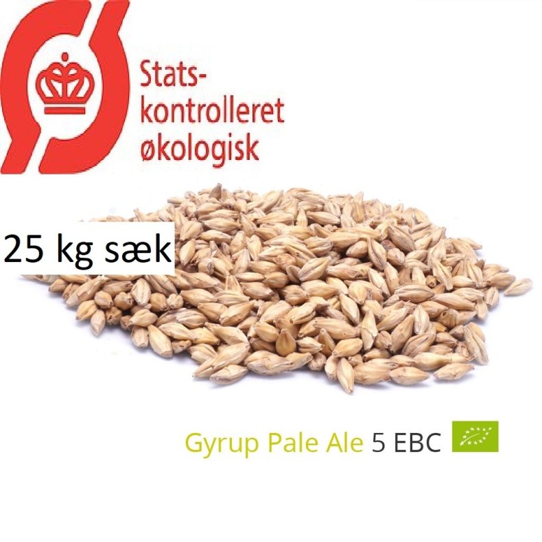 Gyrup Pale Ale Malt kologisk, ebc 4 - 5, pris pr. 25 kg