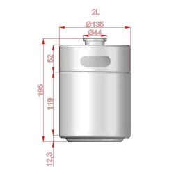 Kegland - Mini Keg 2L, inklusiv tapping head
