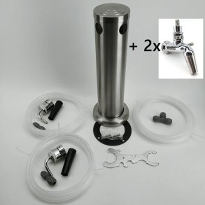 Kegerator - Trn med 2 Haner med flow control, Brushed Stainless Steel